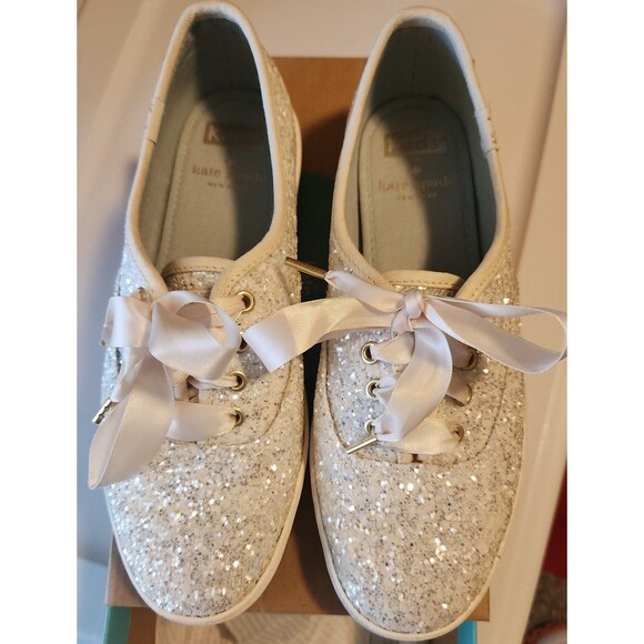 Kate Spade New York Keds glitter sneakers cream color size 5.5 - Picture 3 of 9